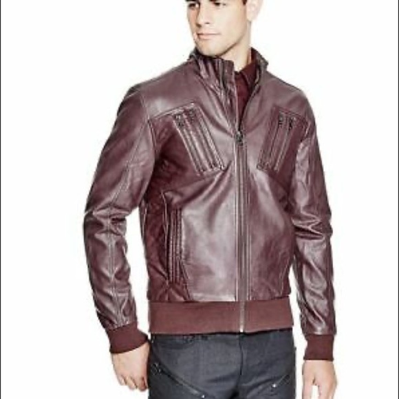 New G by GUESS Men's Mozo Faux-Leather Jacket - Picture 1 of 11